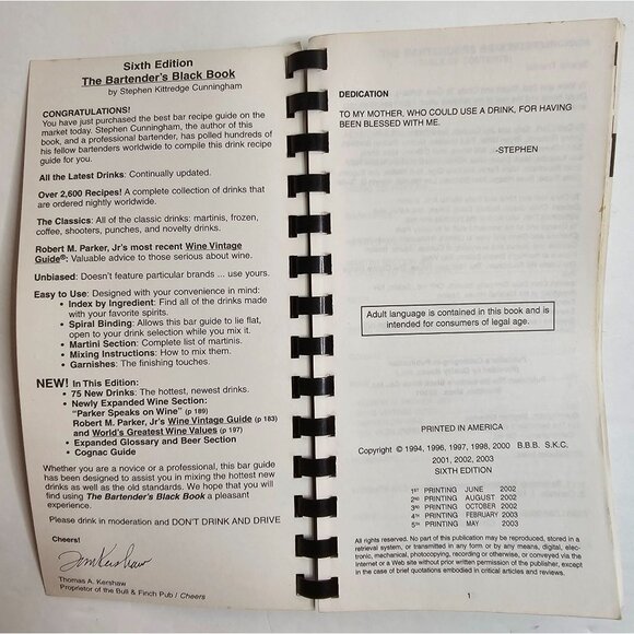Sam Malone's Black Book 6th Edition Drink Recipe Collection For The 21st Century - Picture 3 of 7